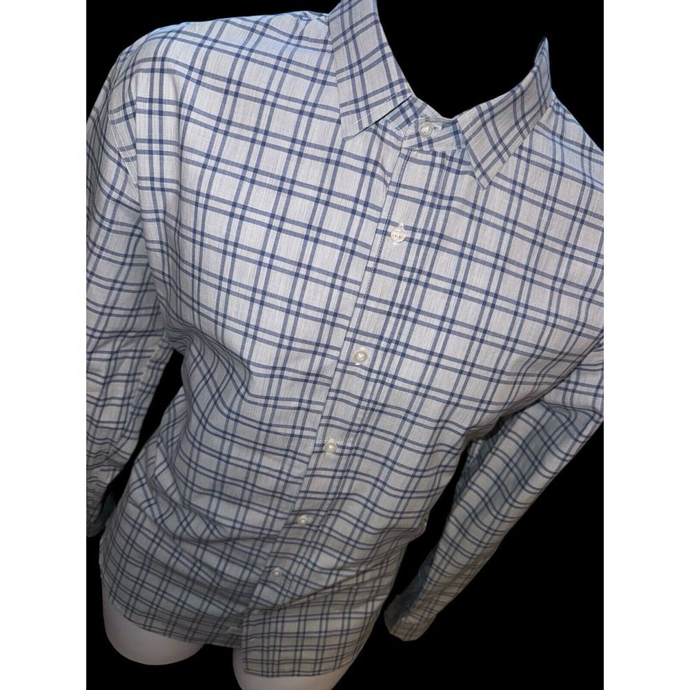 Frank & Eileen Paul Shirt Mens M White Blue Plaid Long Sleeve Academia Button Up